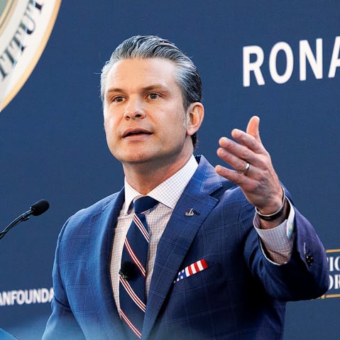 Secretary of Defense Pete Hegseth at the Reagan National Defense Forum.