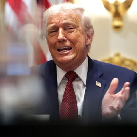 President Donald Trump participates in a roundtable discussion with farmers