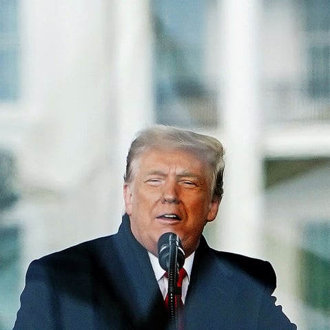 US President Donald Trump speaks to supporters from The Ellipse near the White House on Jan. 6, 2021.