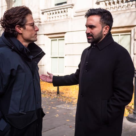 MS NOW senior political and national reporter Jacob Soboroff, left, speaks with New York City Mayor-elect Zohran Mamdani.