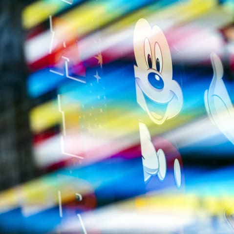 A Mickey Mouse sign outside the Disney store in Times Square.