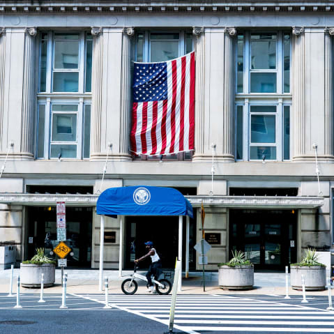 The outside of the Department of Veterans Affairs on Aug. 26, 2025.