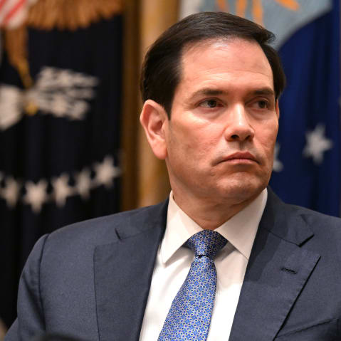 U.S. Secretary of State Marco Rubio attends a meeting with President Donald Trump and Prime Minister of Hungary Viktor Orban in the Cabinet Room of the White House on November 7, 2025 in Washington, DC