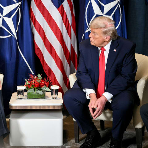 President Donald Trump (R) with NATO's Secretary-General Mark Rutte during a bilateral meeting on the sidelines of the World Economic Forum annual meeting on Jan. 21, 2026, in Davos, Switzerland.