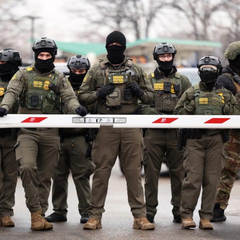 US Border Patrol agents stand guard on Jan. 8, 2026 in Minneapolis.