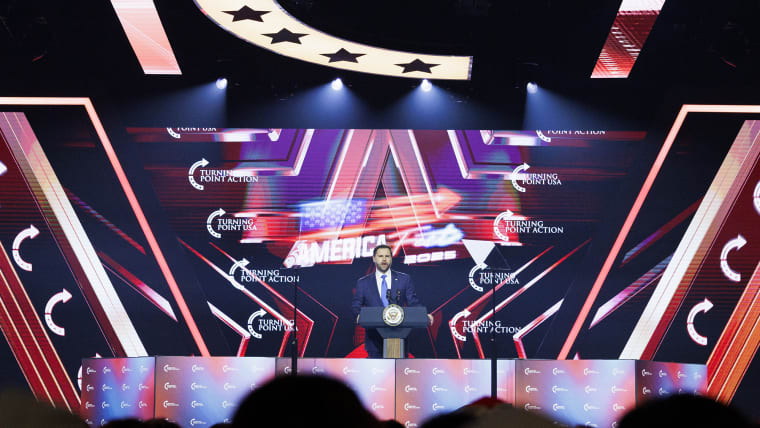 Vice President JD Vance speaks on the final day of Turning Point USA's annual AmericaFest conference on Dec. 21 in Phoenix, AZ.