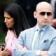 Stephen Miller and his wife, Katie Miller, at the White House.