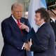 US President Donald Trump greeting Argentina President Javier Milei.