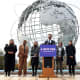 New York City mayor-elect Zohran Mamdani, alongside his mayoral transition team, during a news conference.