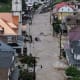 WESTERNPORT, MD - MAY 13: Show is an aerial photo of the floode