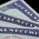 Close-up of social security cards.