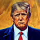 A painting of Donald Trump hung on a wall in the White House.
