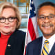 A split composite image of Claire McCaskill, left, and Emanuel Cleaver