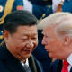 President Donald Trump talks with China's President Xi Jinping