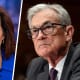 Side by side of Stephanie Ruhle and Jerome Powell.