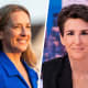 Side by side of Mikie Sherrill and Rachel Maddow.