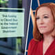 A split composite image of a paper taped to glass that reads "This Facility is Closed Due to the Federal Government Shutdown", left, and Jen Psaki