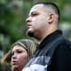 Kilmar Abrego Garcia and his wife, Jennifer Vasquez Sura, arrive for a check-in at the Immigration and Customs Enforcement field office in Baltimore on Aug. 25, 2025.
