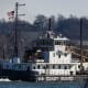A U.S. Coast Guard ship on the Potomac River in Arlington, V.A.