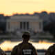Members of the National Guard near the Washington Monument.
