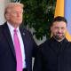 Donald Trump greets Ukraine's President Volodymyr Zelenskyy at the White House