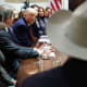 President Donald Trump participates in a roundtable discussion with farmers in the White House on Dec. 8, 2025.