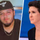 A split composite image of Kilmar Abrego Garcia, left, and Rachel Maddow.