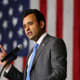 Vivek Ramaswamy speaks during a campaign rally in Toledo, O.H.
