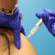 A person gets a COVID-19 vaccination at Kaiser Permanente Venice Medical Office Building in Culver City, C.A.