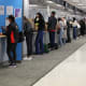 People line up at the New York State DMV in New York City.
