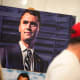A photo of Charlie Kirk is displayed during the vigil following the killing of the conservative activist at Utah Valley University on Sept. 10, 2025 in Salt Lake City, UT.