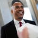 Sen. Cory Booker smiles in the Capitol.