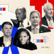 Photoillustration of Jasmine Crockett, James Talarico, John Cornyn, Ken Paxton and Wesley Hunt overlaid on collage assets of Texas and election-related symbols.