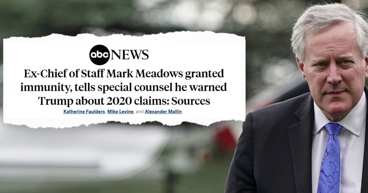 Nicolle: ‘A political earthquake’- Mark Meadows has been granted immunity according to ABC News