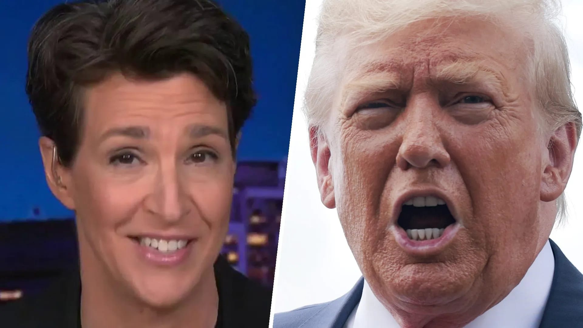 Rachel Maddow and Donald Trump