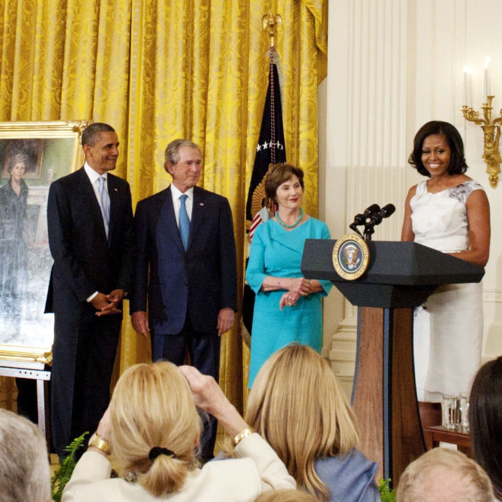 George W. Bush And Laura Bush White House Portrait Unveiling