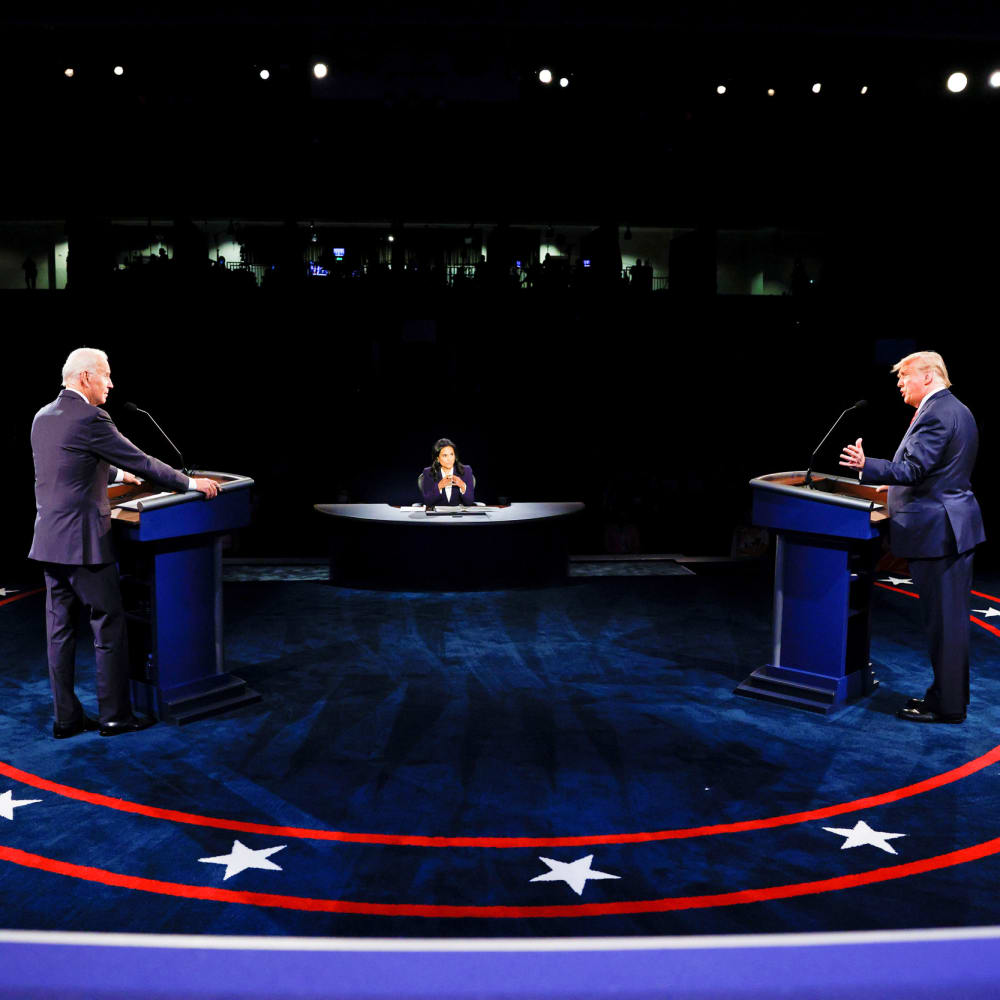 Image: U.S. President Trump and Democratic presidential nominee Biden participate in second debate in Nashville, tennessee