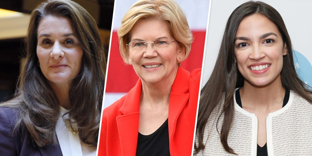 Image: Melinda Gates, Elizabeth. Warren and Alexandria Ocasio-Cortez