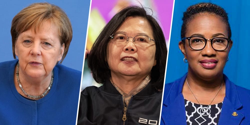Image: Angela Merkel, Tsai Ing-wen and Silveria Jacobs