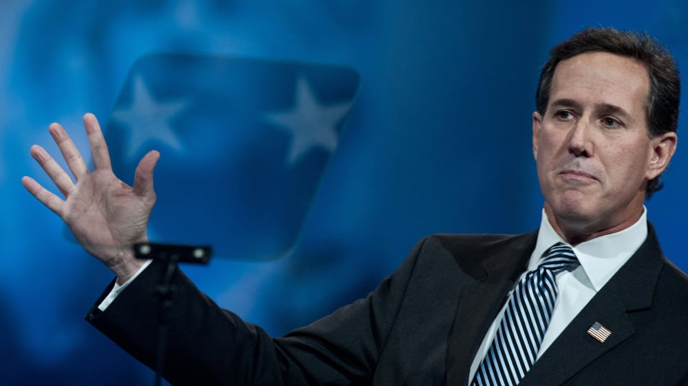 Former US Republican Senator from Pennsylvania Rick Santorum speaks at the Conservative Political Action Conference (CPAC) in National Harbor, Maryland, on March 15, 2013.
