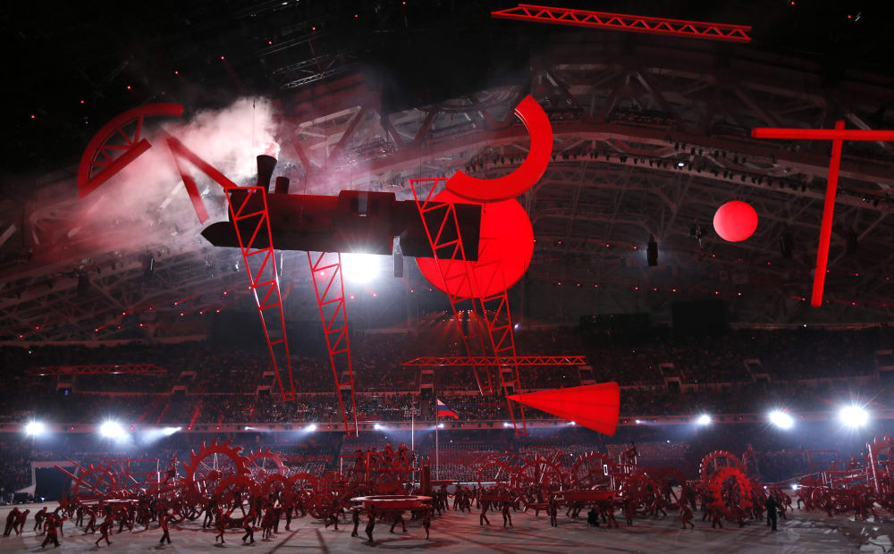 Participants perform during the opening ceremony of the 2014 Sochi Winter Olympics, Feb. 7, 2014.