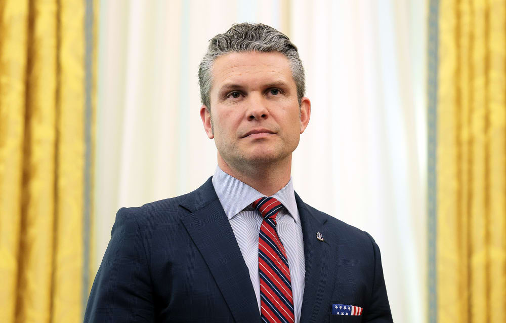 U.S. Secretary of Defense Peter Hegseth in the Oval Office of the White House.