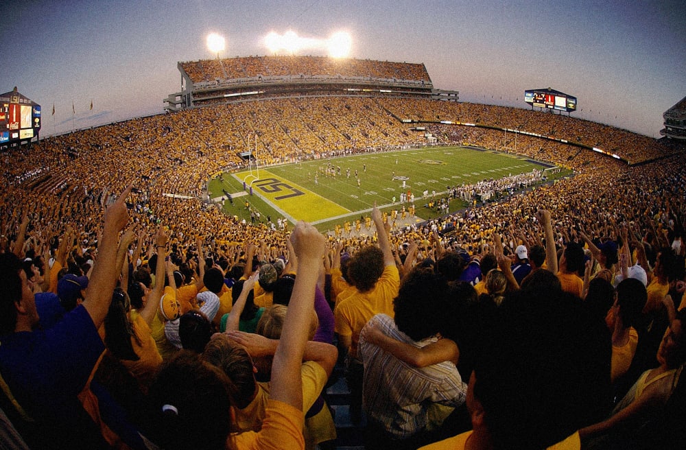 Image: The Louisiana State University Tiger Stadium in Baton Rouge, La., in 2008.
