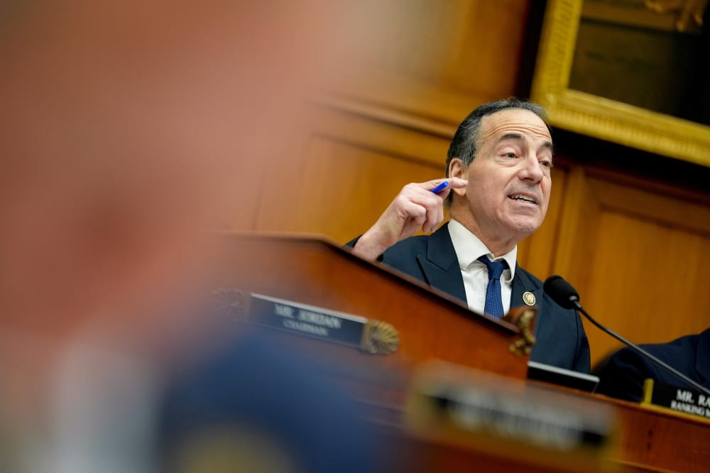 Jamie Raskin gestures while speaking.