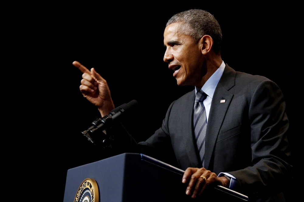 U.S. President Barack Obama delivers remarks at the National League of Cities annual Congressional City Conference in Washington on March 9, 2015. (Photo by Jonathan Ernst/Reuters)