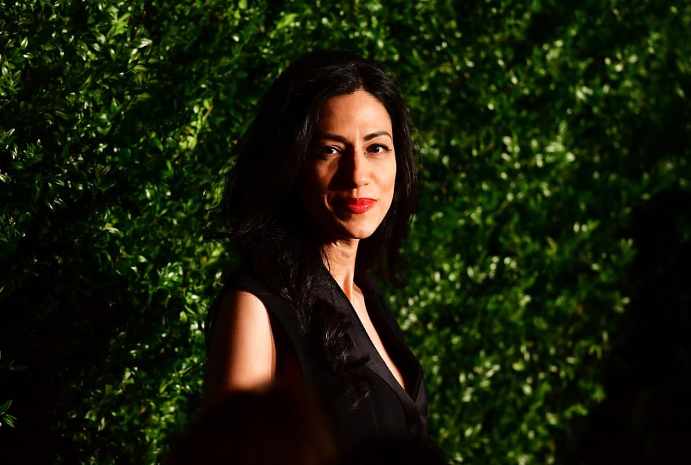 Huma Abedin arrives to Balthazar for the 2017 Tribeca Film Festival Chanel Artists Dinner on April 24, 2017, in New York.