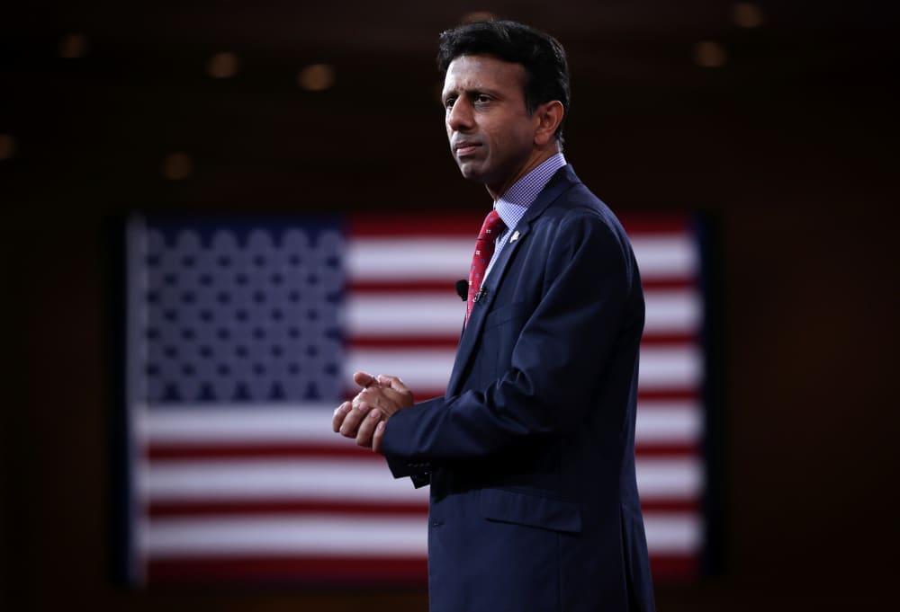 Louisiana Gov. Bobby Jindal addresses the 42nd annual Conservative Political Action Conference (CPAC) Feb. 26, 2015 in National Harbor, Md. (Photo by Alex Wong/Getty)
