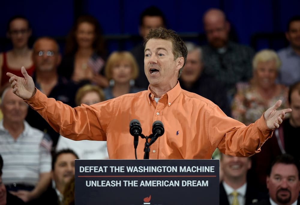 Republican presidential candidate US Sen. Rand Paul (R-KY) speaks during a rally at the Desert Vista Community Center on April 11, 2015 in Las Vegas, Nev. (Photo by Ethan Miller/Getty)