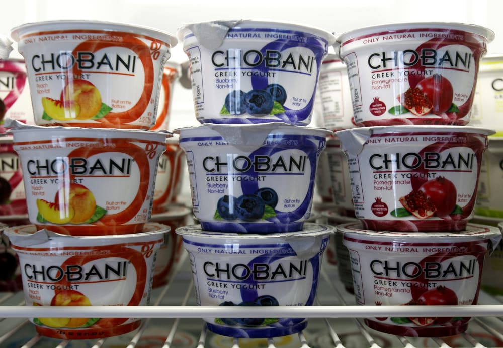 Cups of Chobani Yogurt at Chobani Greek Yogurt in South Edmeston, N.Y.