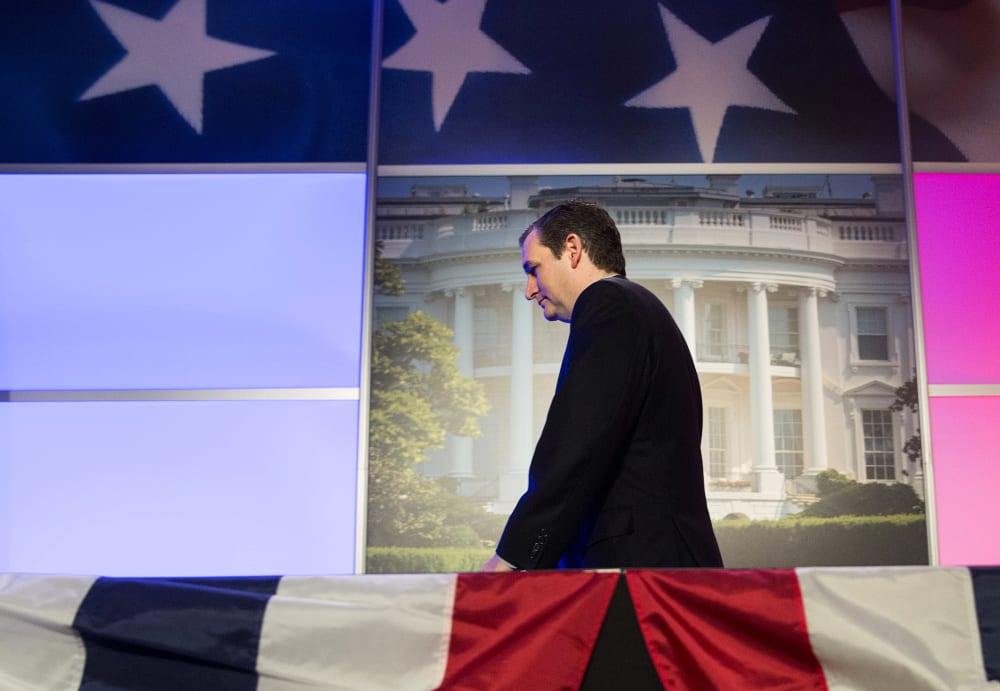 Senator Ted Cruz (R-TX) departs after addressing the International Association of Firefighters delegates at IAFF Presidential Forum in Washington, March 10, 2015. (Photo by Joshua Roberts/Reuters)